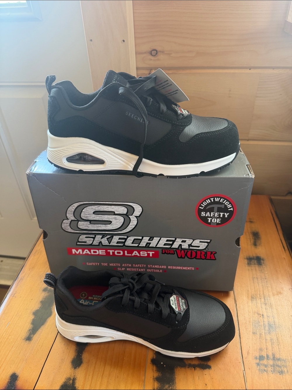 Skechers Black and White Safety Toe Work Sneakers